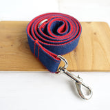 Stylish Dog Leash 4ft Cotton Fabric for Small Medium Dogs Puppies - Red Jean