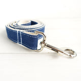 Stylish Dog Leash 4ft Cotton Fabric for Small Medium Dogs Puppies - White Jean