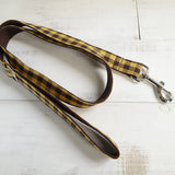Modern Dog Leash 4ft Cotton Fabric Square Plaid for Large Small Dogs Puppies - Yellow Brown