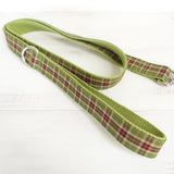 Modern Dog Leash 4ft Cotton Fabric for Large Small Dogs Puppies - Green Plaid