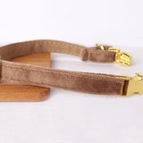 Personalized Cat Collar Custom Engraved Bright Gold Buckle Camel Thick Velvet