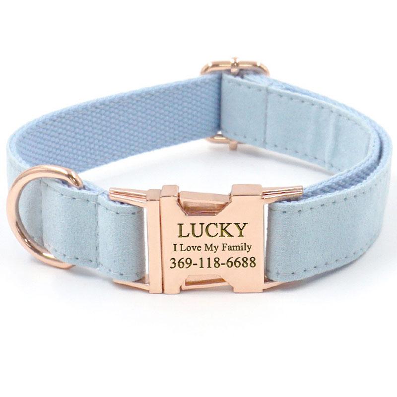 Custom Velvet Dog Collars With Personalized Embroidered Name And Number,  Quick Release Rose Golden Metal Buckle Custom Dog Collar For Large Medium Small  Dogs - Temu