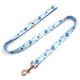 Personalized Dog Collar Set Blueberry Print Engraved Rose Gold Metal Buckle
