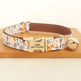 Personalized Cat Collar with Bell Engraved Metal Buckle for Christmas