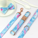 Custom Dog Collar Engraved Rose Gold Metal Buckle with Leash Bow Tie Available