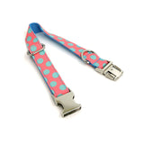 Personalized Dog Collar Engraved Quick Release Metal Buckle Cute Spot Blue