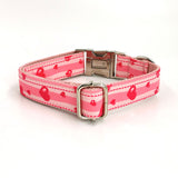 Personalized Dog Collar Engraved with Name Engraved Metal Buckle Cute Pink Heart