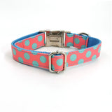 Personalized Dog Collar Engraved Quick Release Metal Buckle Cute Spot Blue