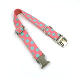 Personalized Dog Collar Engraved Quick Release Metal Buckle Cute Spot Pink