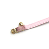 Personalized Cat Collar Engraved Gold Buckle Champagne Pink Velvet