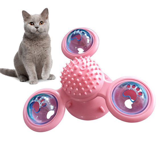 Pet Life 'Windmill' Rotating Suction Cup Spinning Cat Toy - Green