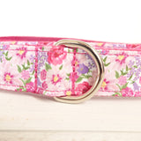 Beautiful Dog Leash 4ft Cotton Fabric for Large Small Dogs Puppies - Pink Flower