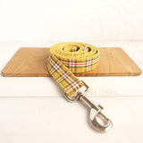 Modern Dog Leash 4ft Cotton Fabric for Large Small Dogs Puppies - Yellow Brown Plaid