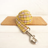 Modern Dog Leash 4ft Cotton Fabric for Large Small Dogs Puppies - Yellow Brown Plaid