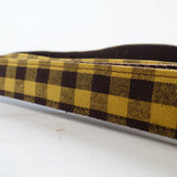 Modern Dog Leash 4ft Cotton Fabric Square Plaid for Large Small Dogs Puppies - Yellow Brown