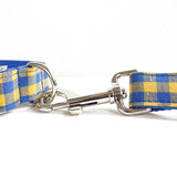 Modern Dog Leash 4ft Cotton Fabric Square Plaid for Large Small Dogs Puppies - Yellow Blue