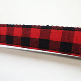 Modern Dog Leash 4ft Cotton Fabric Square Plaid for Large Small Dogs Puppies - Red Black