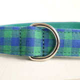 Modern Dog Leash 4ft Cotton Fabric Square Plaid for Large Small Dogs Puppies - Blue Green