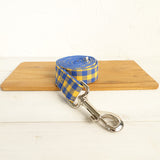 Modern Dog Leash 4ft Cotton Fabric Square Plaid for Large Small Dogs Puppies - Yellow Blue