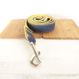 Stylish Dog Leash 4ft Cotton Fabric for Small Medium Dogs Puppies - Yellow Jean