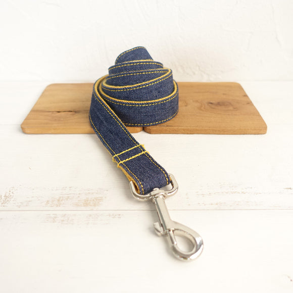 Stylish Dog Leash 4ft Cotton Fabric for Small Medium Dogs Puppies - Yellow Jean