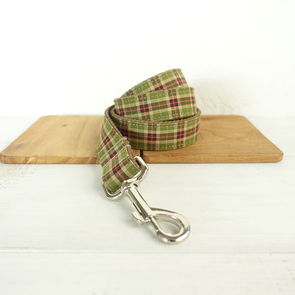 Modern Dog Leash 4ft Cotton Fabric for Large Small Dogs Puppies - Tree Plaid
