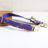 Personalized Cat Collar with Bell Purple Halloween Night Silver Metal Buckle