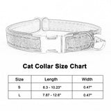 Personalized Cat Collar with Bell Engraved Gold Metal Buckle Brown Tweed