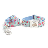 Custom Dog Collar Engraved Metal Buckle with Leash Bow Tie Available Ice Cream