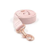 Personalized Dog Collar Set Engraved Rose Gold Metal Buckle Pink Velvet