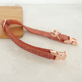 Personalized Cat Collar with Bell Engraved Rose Gold Metal Buckle Orange Tweed