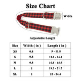 Personalized Dog Collar Set Engraved Metal Buckle Red Black Plaid Christmas