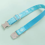 Personalized Dog Collar with Name Engraved Quick Release Metal Buckle - Cyan
