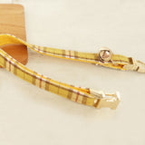 Personalized Cat Collar with Name Engraved Gold Buckle Lemon Plaid