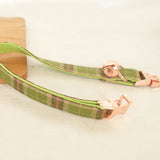 Personalized Cat Collar with Name Engraved Rose Gold Metal Buckle Green Plaid
