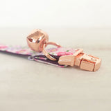 Personalized Cat Collar Flower Print with Bell Engraved Rose Gold Buckle Purple