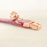 Personalized Cat Collar with Bell Engraved Rose Gold Metal Buckle Pink Tweed