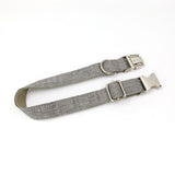 Personalized Dog Collar with Name Engraved Quick Release Metal Buckle Grey Linen