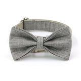Personalized Dog Collar with Name Engraved Quick Release Metal Buckle Grey Linen
