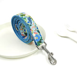 Personalized Dog Collar Engraved Metal Buckle Flower Cute for Girl Dogs - Blue