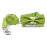 Personalized Dog Collar Engraved Quick Release Metal Buckle Green Linen