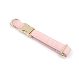 Personalized Dog Collar with Name Engraved Gold Metal Buckle Pink Velvet