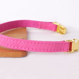 Personalized Cat Collar Engraved Bright Gold Buckle Pink Velvet