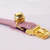 Personalized Cat Collar Engraved Bright Gold Buckle Pink Purple Thick Velvet