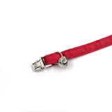 Personalized Cat Collar Set Engraved Silver Buckle Red Velvet