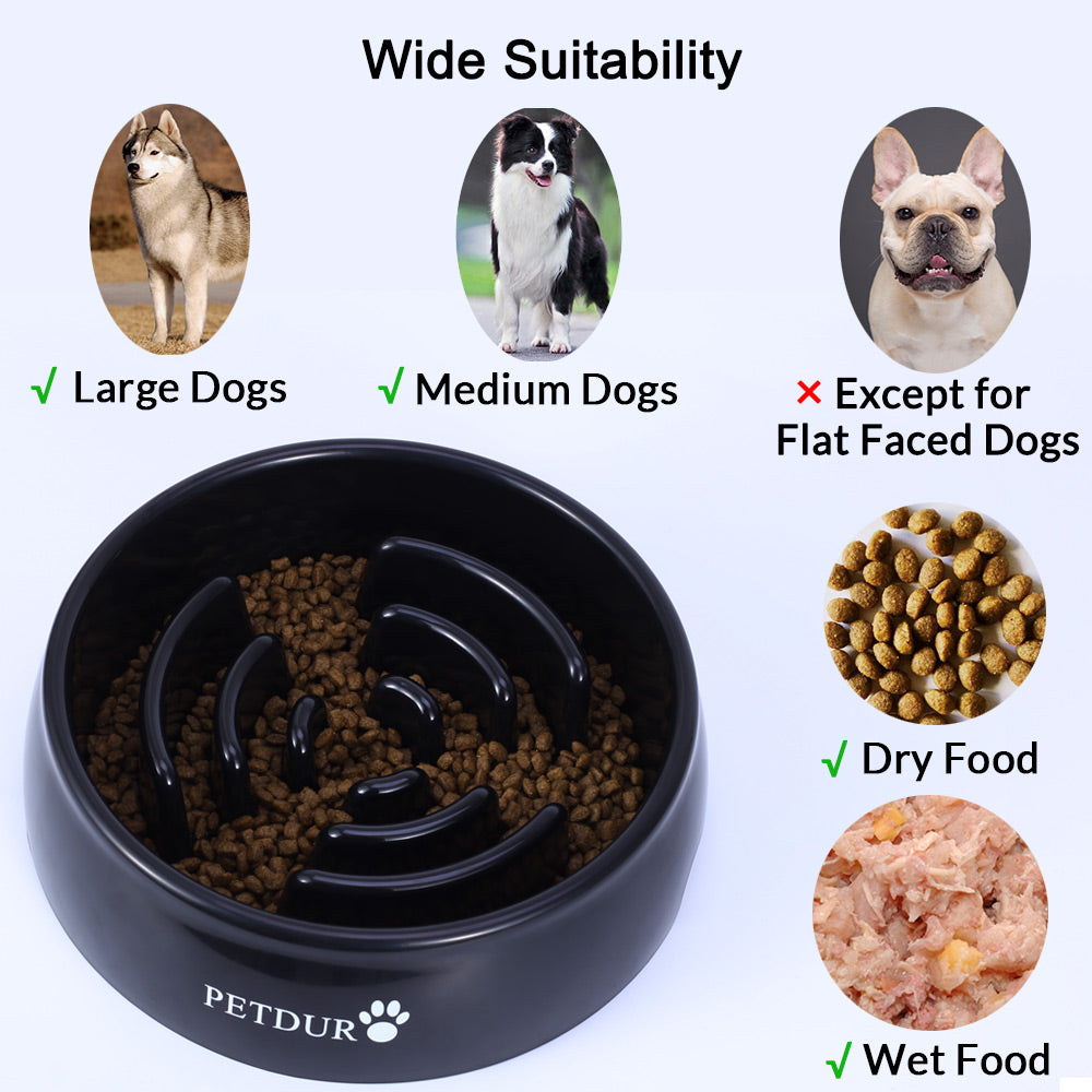PETDURO Large Slow Feeder Dog Bowl Durable Pet Bowls Slow Down Eating