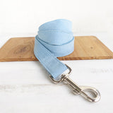 Custom Dog Collar with Matching Dog Leash Sky Blue Velvet Engraved Metal Buckle